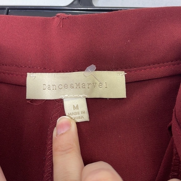 Dance & Marvel wine wide legs tuxedo stripes pants - Picture 8 of 10